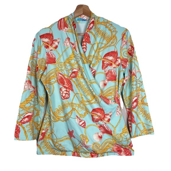 J. McLaughlin Seashell Wrap Top Womens Catalina Top Size Small Resort Beach Rope - Picture 1 of 10